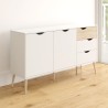 Buffet de salon style scandinave 2 portes 3 tiroirs bois blanc Kinitoo Réductions