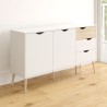 Dressoir in Scandinavische stijl met 2 deuren en 3 laden in wit en hout Kinitoo Kortingen