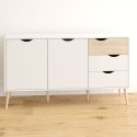 Buffet de salon style scandinave 2 portes 3 tiroirs bois blanc Kinitoo Catalogue