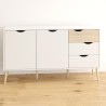 Buffet de salon style scandinave 2 portes 3 tiroirs bois blanc Kinitoo Catalogue