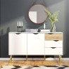 Buffet de salon style scandinave 2 portes 3 tiroirs bois blanc Kinitoo Vente