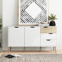 Buffet de salon style scandinave 2 portes 3 tiroirs bois blanc Kinitoo Dimensions