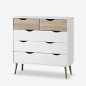 Moderne ladekast in Scandinavische stijl met 5 laden in wit met eikenhout Kiricap Aanbod