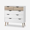 Moderne ladekast in Scandinavische stijl met 5 laden in wit met eikenhout Kiricap Aanbod