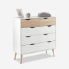 Moderne ladekast in Scandinavische stijl met 5 laden in wit met eikenhout Kiricap Aanbieding