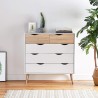Moderne ladekast in Scandinavische stijl met 5 laden in wit met eikenhout Kiricap Verkoop