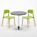 Ronde salontafel zwart 70x70 cm en 2 gekleurde stoelen Barcellona Cosmopolitan Afmetingen
