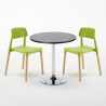 Ronde salontafel zwart 70x70 cm en 2 gekleurde stoelen Barcellona Cosmopolitan Afmetingen