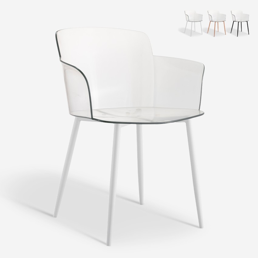 Chaise de salon et cuisine transparente avec accoudoirs Suntree Offre Chaise de salon et cuisine transparente avec accoudoirs Suntree Offre