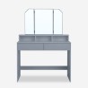 Coiffeuse table de maquillage avec  2 tiroirs et miroir et tabouret gris Maggie Grey Vente