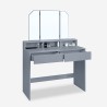 Coiffeuse table de maquillage avec  2 tiroirs et miroir et tabouret gris Maggie Grey Offre