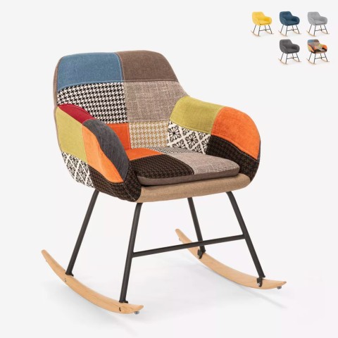 Rocking chair modern design patchwork fabric Woodpecker Aanbieding