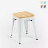 tabouret industriel en métal avec siège bois pour bar et cuisine - steel rocket wood Promotion