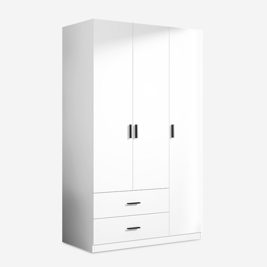 Witte kledingkast met 3 deuren en 2 laden Endus Aanbieding Witte kledingkast met 3 deuren en 2 laden Endus Aanbieding