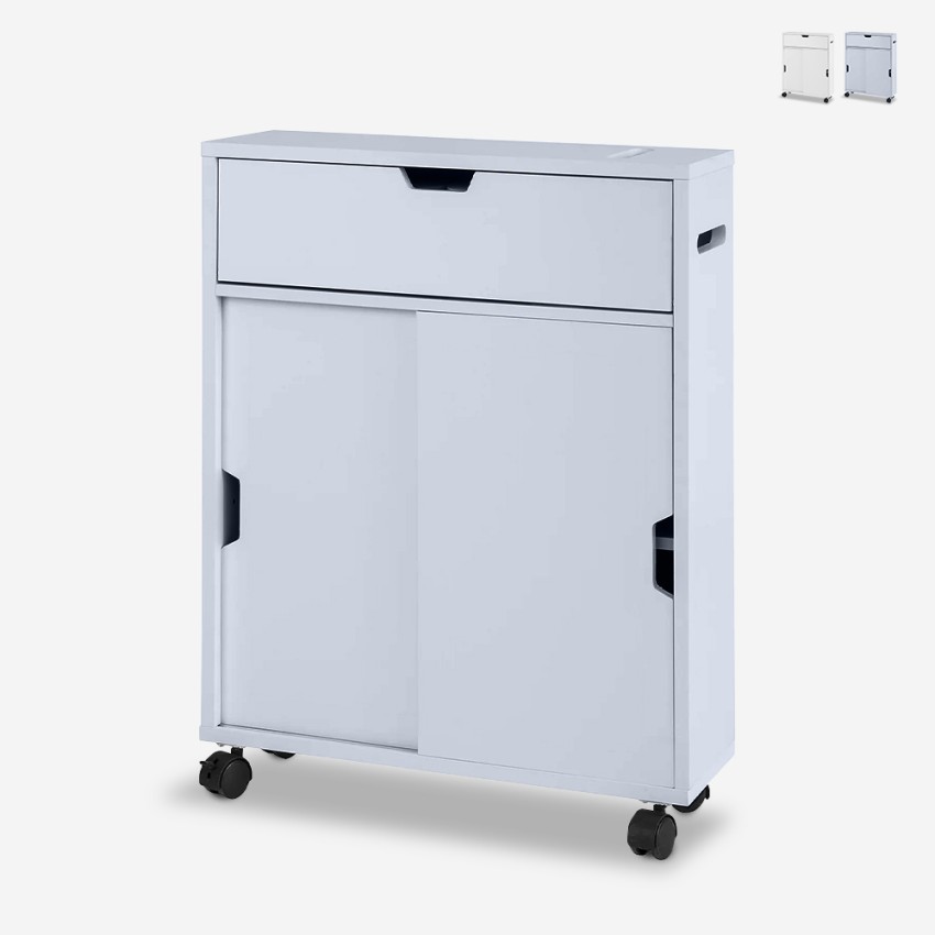 Meuble de salle de bain avec roulettes et portes coulissantes Gitseg Vente Meuble de salle de bain avec roulettes et portes coulissantes Gitseg Vente