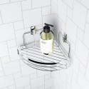 Étagère d'angle de douche et salle de bain en acier chromé Compact Vente