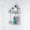 Étagère de douche en acier d'angle à deux niveaux pour salle de bains Compact Vente