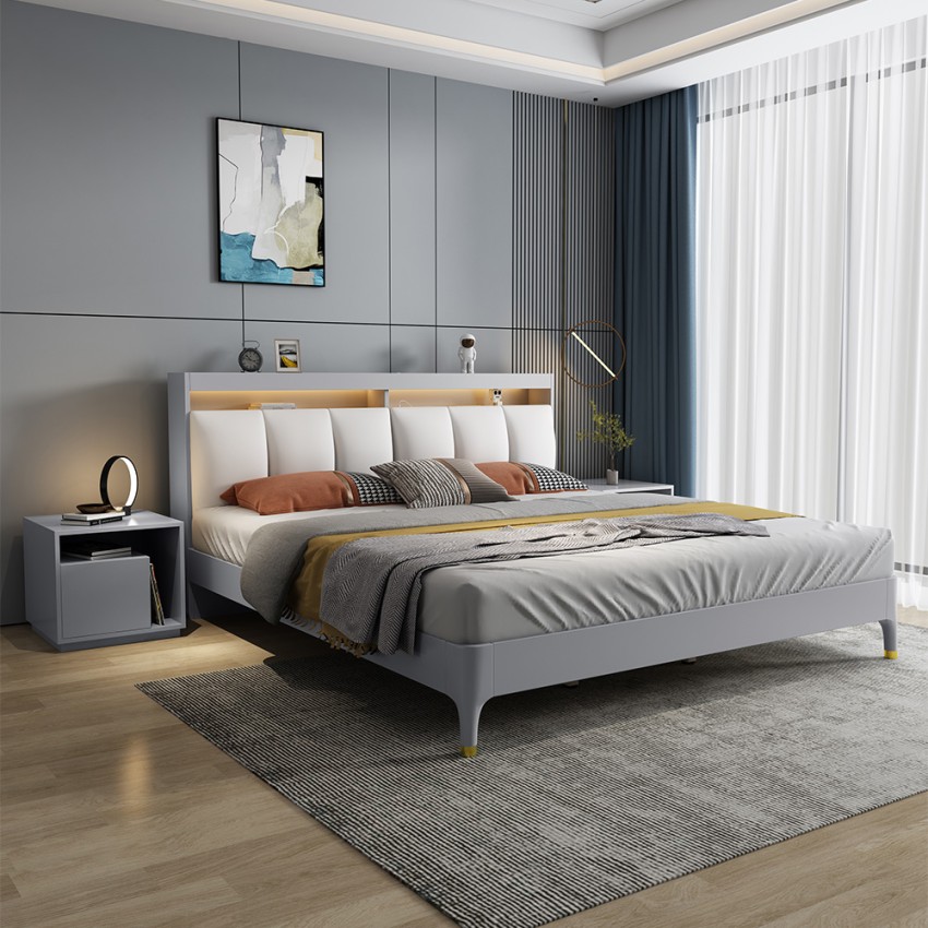 Modern tweepersoonsbed 160x200 cm met opbergruimte LED USB Courier Aanbieding Modern tweepersoonsbed 160x200 cm met opbergruimte LED USB Courier Aanbieding