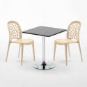 Table Carrée Noire 70x70cm et 2 Chaises Colorées Set Intérieur Bar Café WEDDING Mojito Achat
