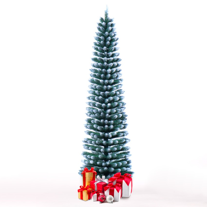 Kunstmatige besneeuwde slanke kerstboom 210cm ruimtebesparend Kalevala Aanbieding