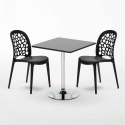 Table Carrée Noire 70x70cm et 2 Chaises Colorées Set Intérieur Bar Café WEDDING Mojito 