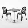 Table Carrée Noire 70x70cm et 2 Chaises Colorées Set Intérieur Bar Café WEDDING Mojito 