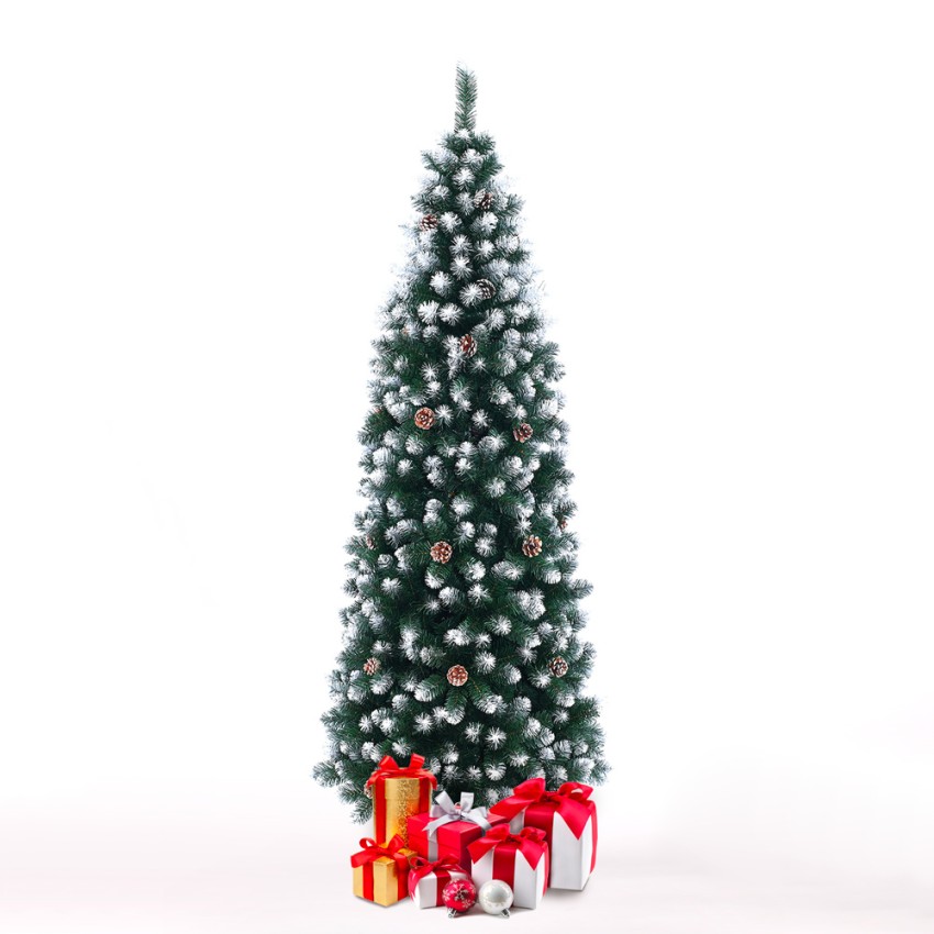 Sapin de Noël 180 cm avec neige et pommes de pin Poyakonda Promotion