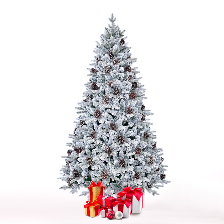 Kunstmatige kerstboom met besneeuwde takken en dennenappels 210 cm Bildsberg Aanbieding