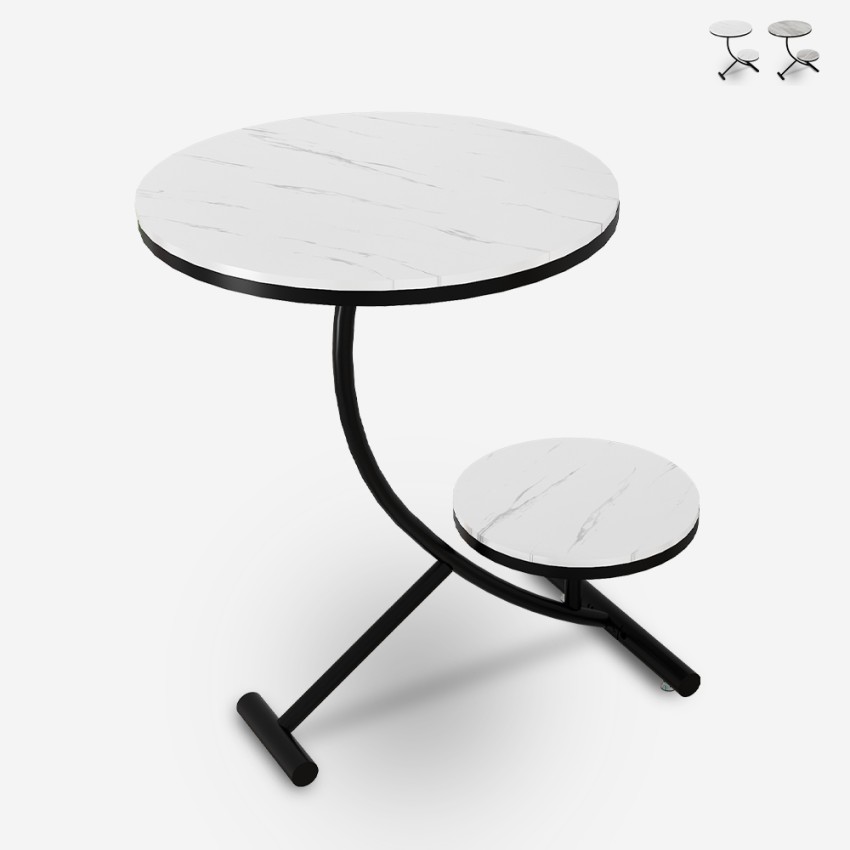 Elegante salontafel met 2 ronde marmeren planken 45x50 cm Marpes L Aanbieding Elegante salontafel met 2 ronde marmeren planken 45x50 cm Marpes L Aanbieding