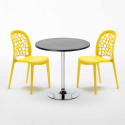 Ronde salontafel zwart 70x70 cm en 2 gekleurde stoelen Wedding Cosmopolitan Aankoop