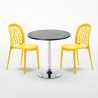 Ronde salontafel zwart 70x70 cm en 2 gekleurde stoelen Wedding Cosmopolitan Aankoop