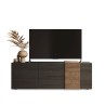 Meuble TV design moderne 3 portes en bois gris 181x44x59cm Suite Choix