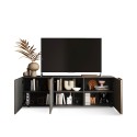 Meuble TV design moderne 3 portes en bois gris 181x44x59cm Suite Caractéristiques