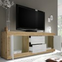 Meuble TV 210cm en bois blanc avec 2 portes 2 tiroirs Visio WB Caractéristiques