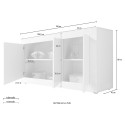 Buffet en bois 160x42cm avec 3 portes couleur blanc Modis WB Basic Choix