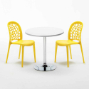 Ronde salontafel wit 70x70 cm en 2 gekleurde stoelen Wedding Long Island Kosten