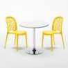 Ronde salontafel wit 70x70 cm en 2 gekleurde stoelen Wedding Long Island Kosten