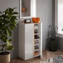 Armoire à chaussures d'entrée 2 portes 70x35x111cm blanc brillant bois Indy Remises