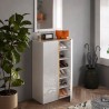 Schoenenkast Hal Twee Deuren 70x35x111cm Wit Glanzend Hout Indy Korting
