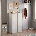 Schoenenkast Hal Twee Deuren 70x35x111cm Wit Glanzend Hout Indy Voorraad