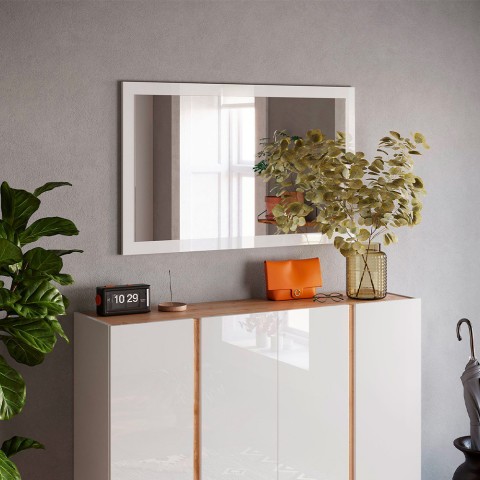 Moderne spiegel 110x60cm in glanzend witte lijst, Nadine Aanbieding