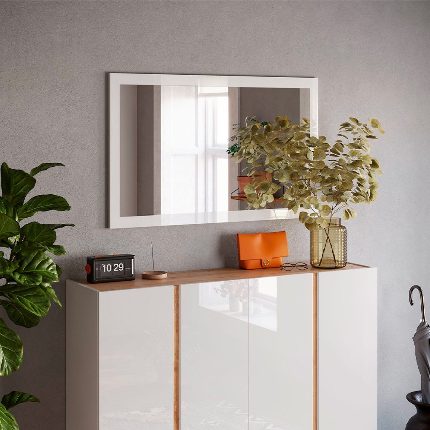 Miroir moderne 110x60cm mural entrée cadre blanc brillant Nadine Promotion Miroir moderne 110x60cm mural entrée cadre blanc brillant Nadine Promotion