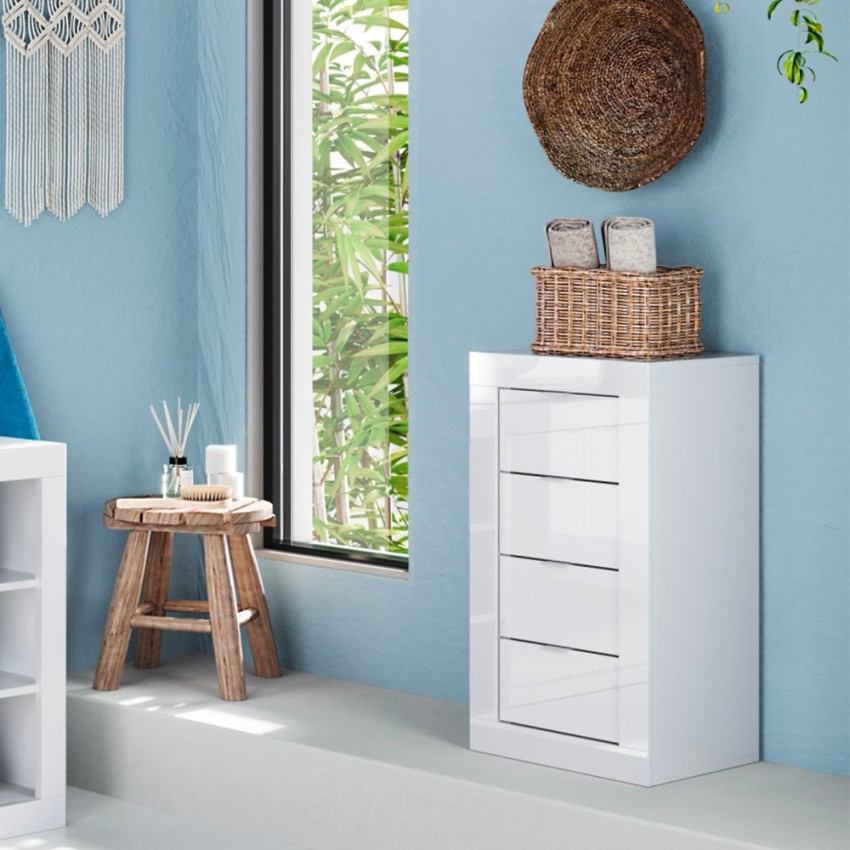 Commode 4 tiroirs 42x35x78cm chambre à coucher meuble de salle de bain Cherie Promotion Commode 4 tiroirs 42x35x78cm chambre à coucher meuble de salle de bain Cherie Promotion
