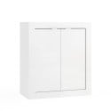 Armoire de salle de bain à 2 portes en bois laqué blanc 70x35x78cm Willy Promotion