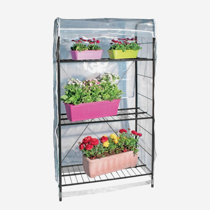 Balkonkas met 3 planken voor planten, bloemen en groenten 84x43xh160 cm Spring 160 Aanbieding Balkonkas met 3 planken voor planten, bloemen en groenten 84x43xh160 cm Spring 160 Aanbieding