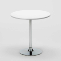 Ronde salontafel wit 70x70 cm met stalen onderstel en 2 gekleurde stoelen Wedding Long Island 