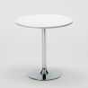 Ronde salontafel wit 70x70 cm met stalen onderstel en 2 gekleurde stoelen Wedding Long Island 