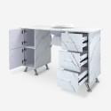 Table manucure pour esthéticienne avec aspirateur effet marbre Kwangam 
