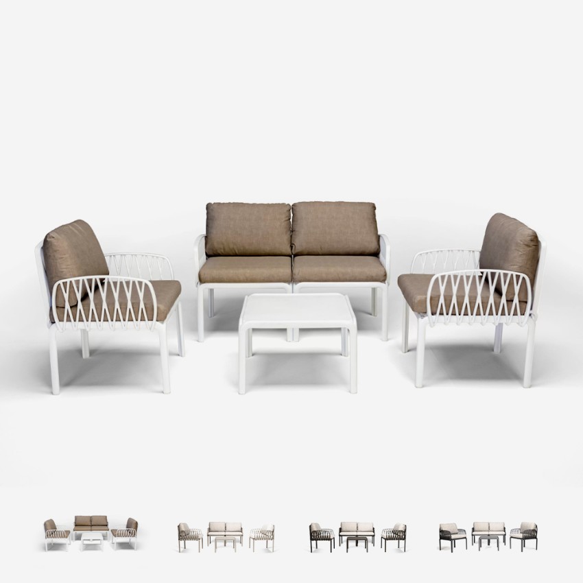 Salon de jardin canapé table basse 2 fauteuils Portofino Grand Soleil Remises