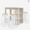 set van 4 barkrukken en hoge tafel 120x60cm wit hout galles Verkoop